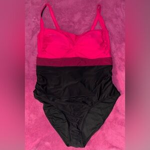 Bloom Chic Magenta,Maroon, and Black Bathing suit